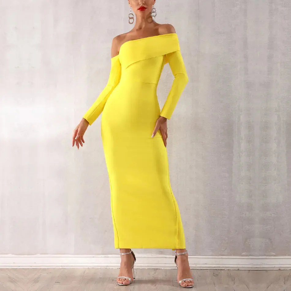 Elegant Slash Neck Evening Party Dress