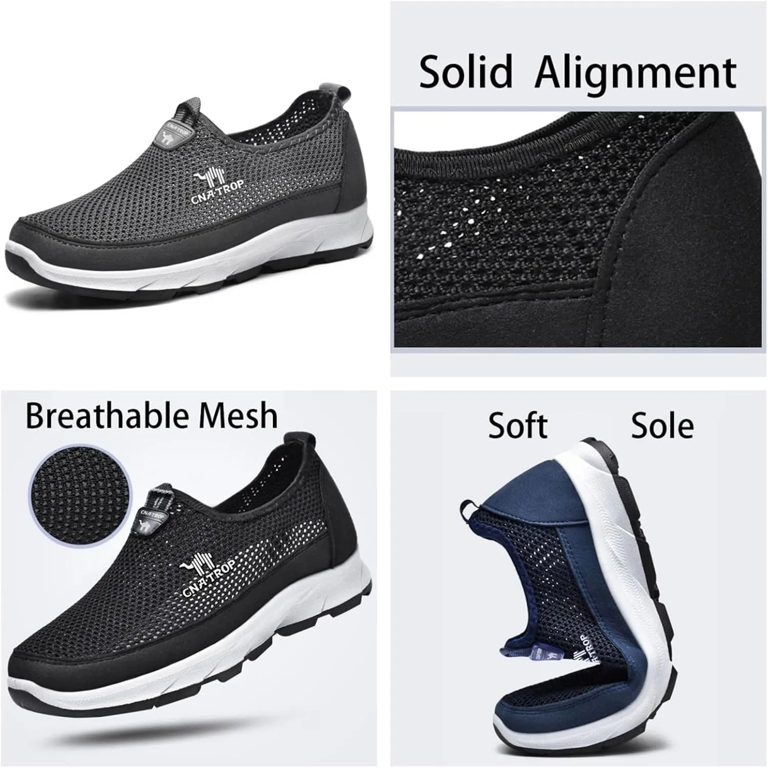 FAIRSOMA Men's Slip-on Breathable Mesh Walking Loafers,Summer Comfortable Non-Slip Loafers Fashion Outdoor Flats Sneakers Lightweight Soft Driving Casual Travel Boat Tennis Shoes