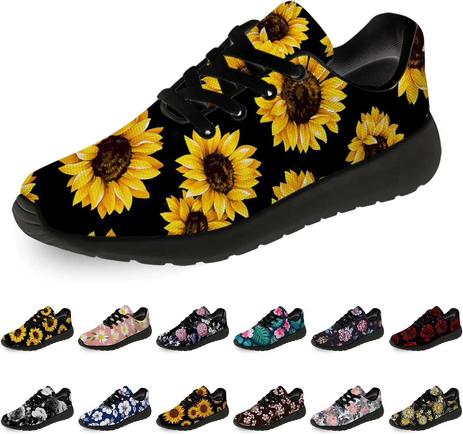 Flower Shoes for Women Men Running Shoes Womens Mens Comfortable Walking Tennis Sneakers Floral Shoes Gifts