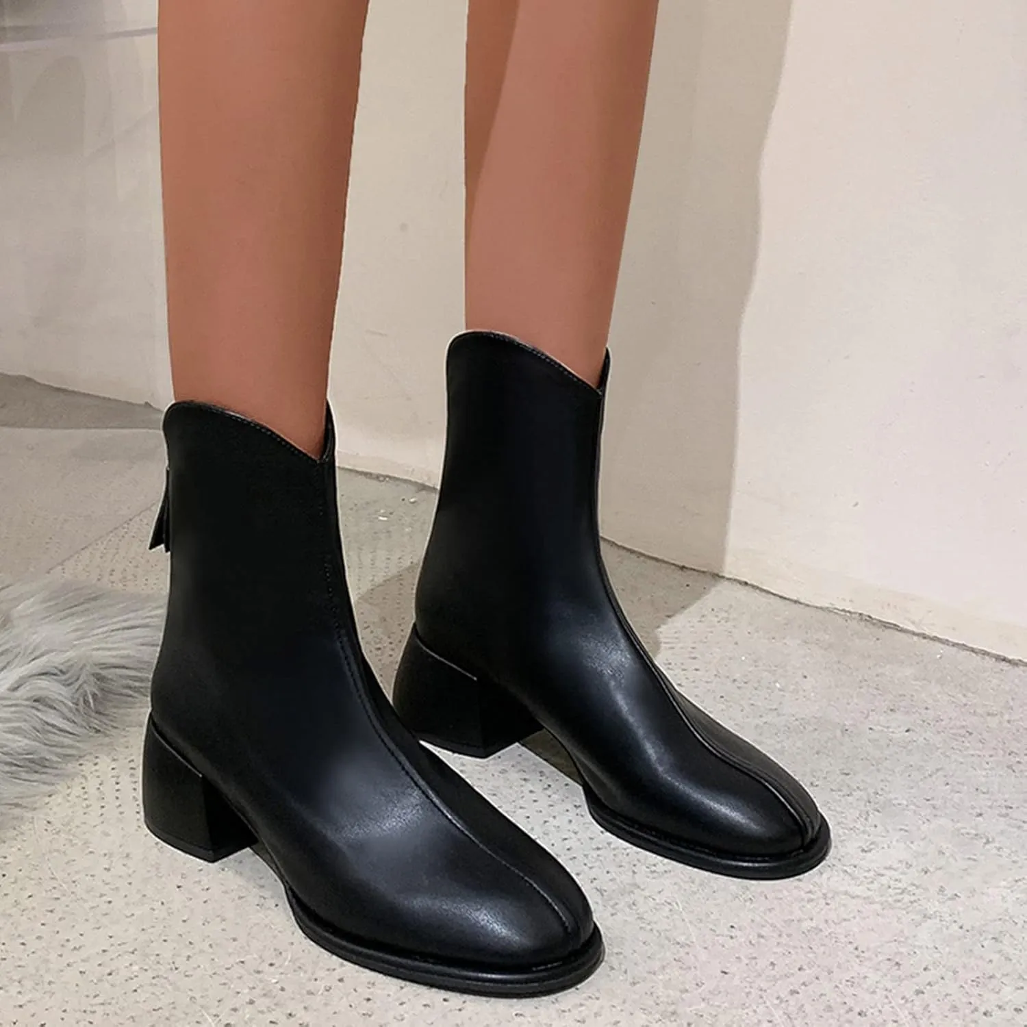 Gibobby Cowgirl Boots Women Knee Length Boots Retro Combat Knight Boots Closed Toe Motorcycle Low Heel Outdoor Western Shoes 52