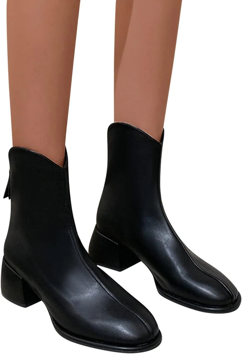 Gibobby Cowgirl Boots Women Knee Length Boots Retro Combat Knight Boots Closed Toe Motorcycle Low Heel Outdoor Western Shoes 52