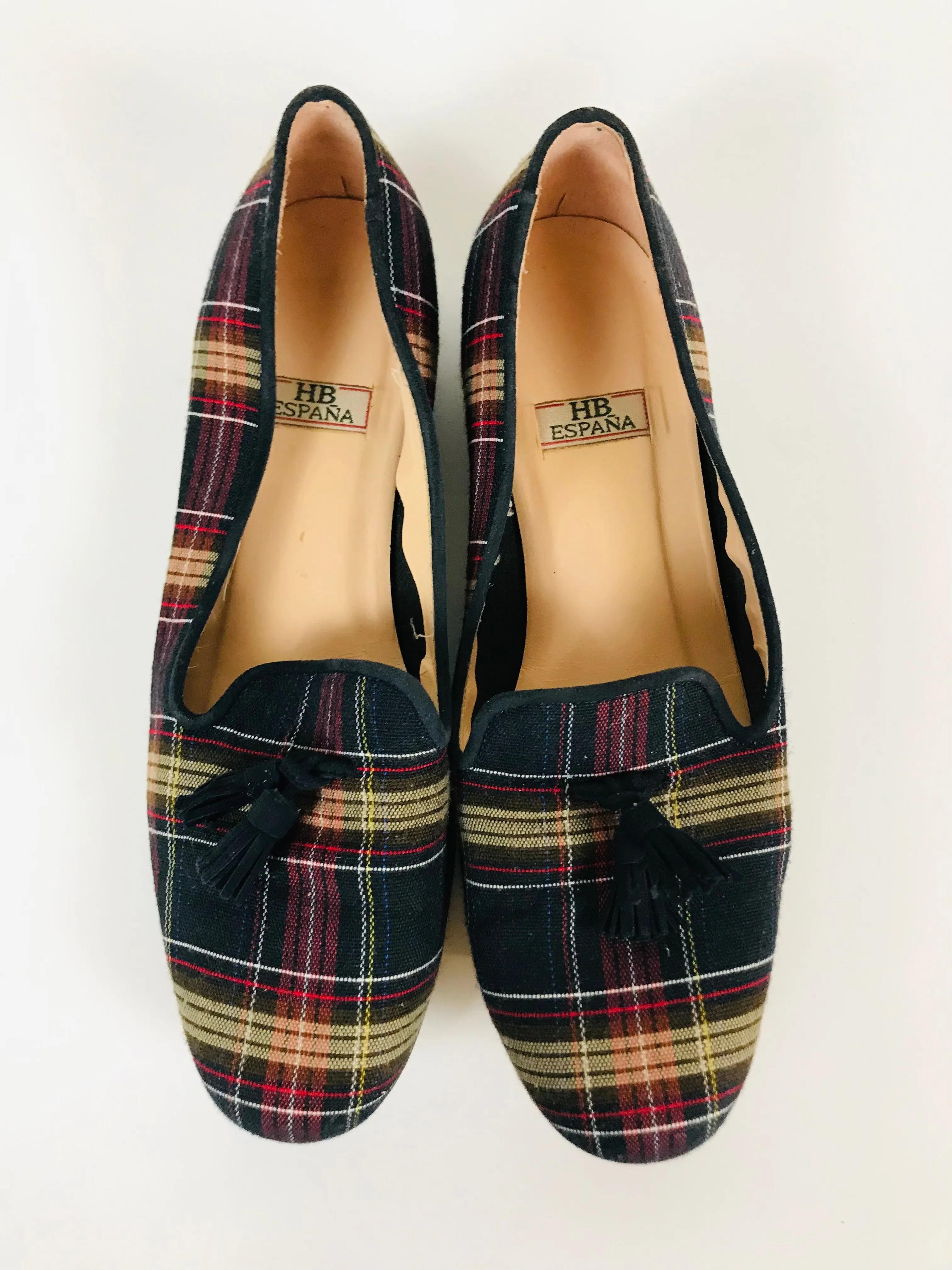 HB Espana Women's Tartan Check Tassel Loafers | 38 UK5 | Multicolour