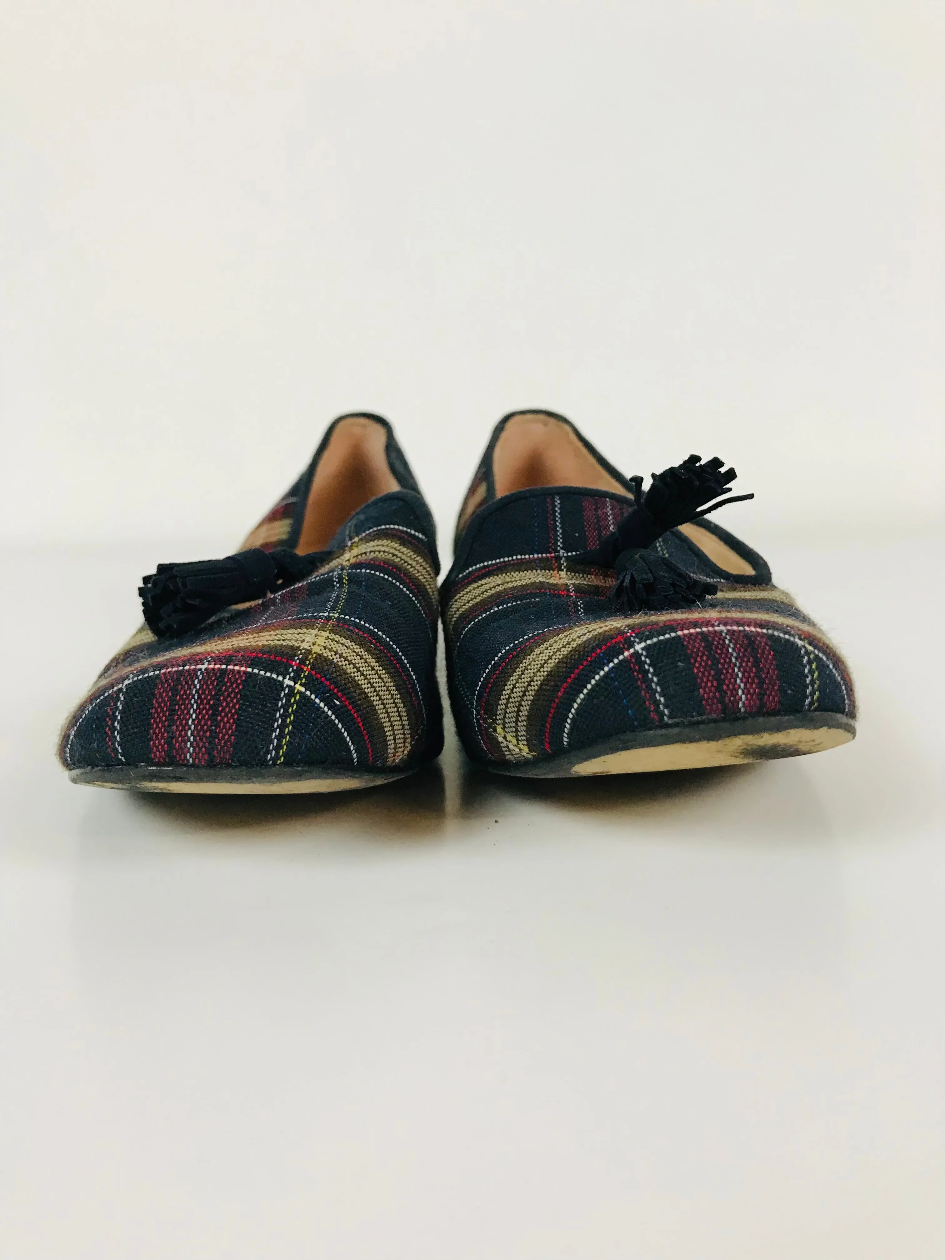HB Espana Women's Tartan Check Tassel Loafers | 38 UK5 | Multicolour