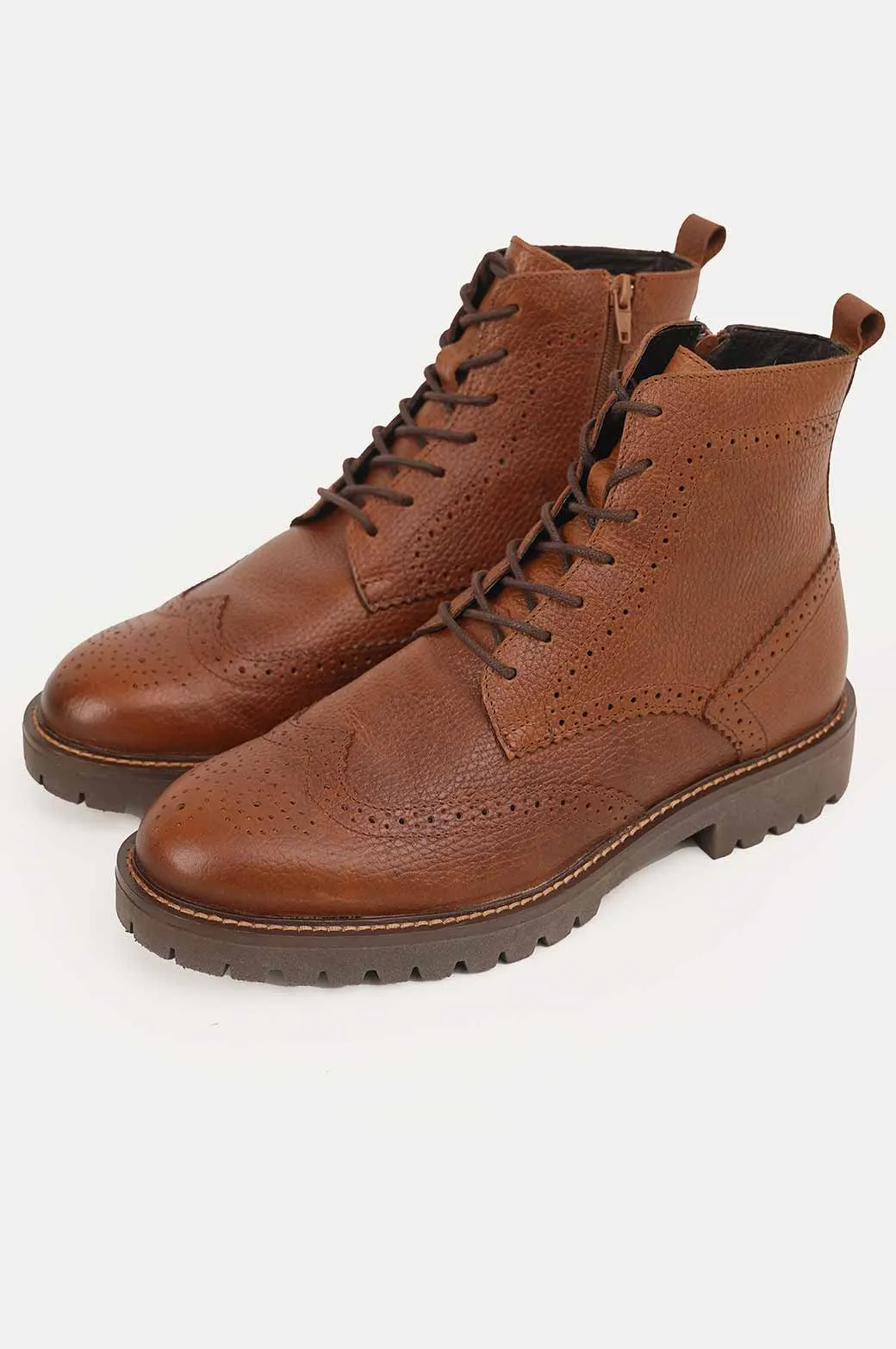 HIGH-TOP LEATHER BROGUES