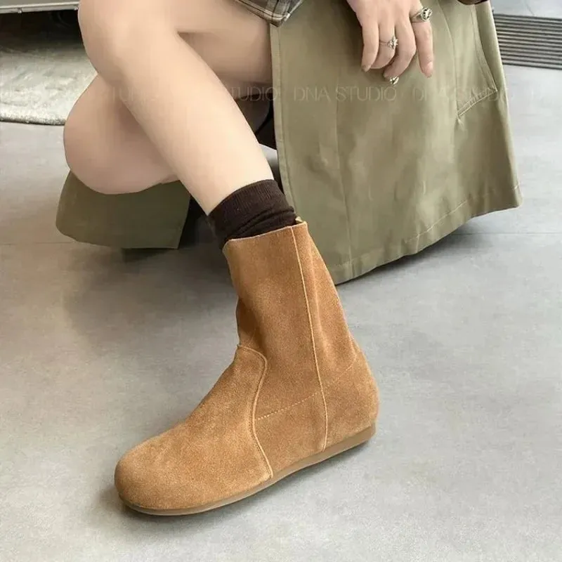 Hnzxzm Large Size Warm Mid Calf Women's Snow Boots Autumn Half High Ladies Shoes on Slip New In Sale Demi-season Elegant and Fashion 39