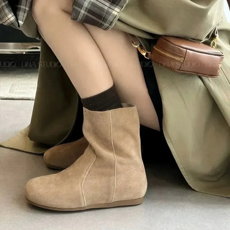 Hnzxzm Large Size Warm Mid Calf Women's Snow Boots Autumn Half High Ladies Shoes on Slip New In Sale Demi-season Elegant and Fashion 39