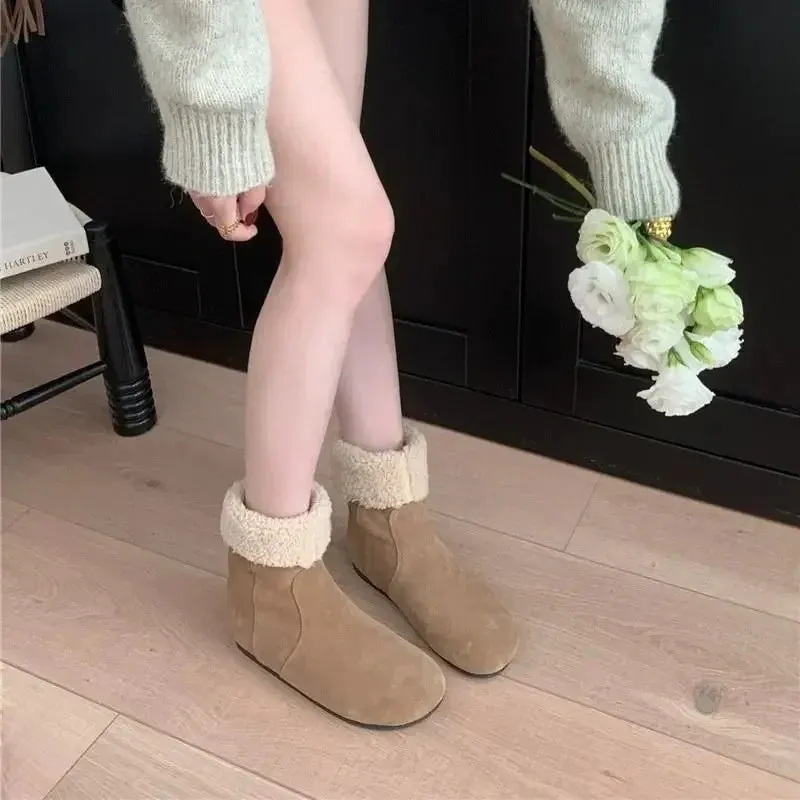 Hnzxzm Large Size Warm Mid Calf Women's Snow Boots Autumn Half High Ladies Shoes on Slip New In Sale Demi-season Elegant and Fashion 39