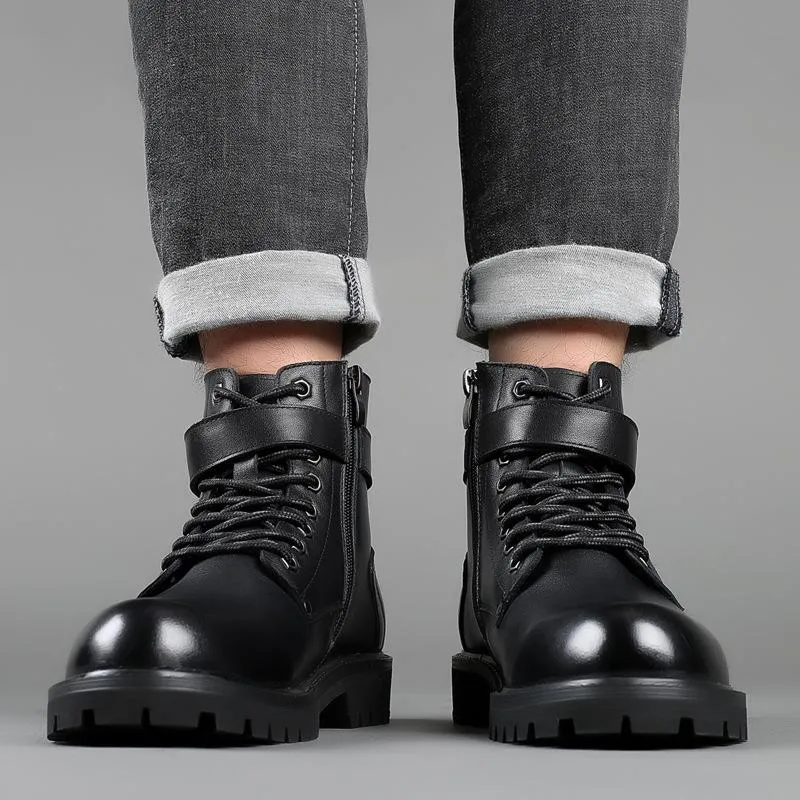 Italian Zipper High Top Martin Boots