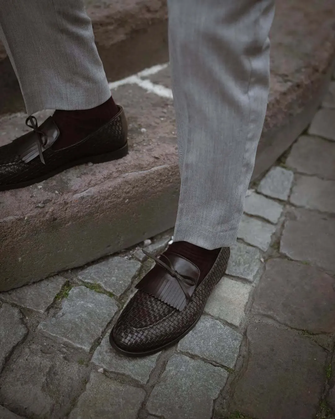 Korsor - Men's Dark Brown Hand Woven Calf Leather Loafer