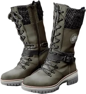 Ladmiple Fall Boots For Women 2024 Wide Calf Mid Calf Ankle Booties Side Zipper Low Heel Motorcycle Combat Riding Biker Boots