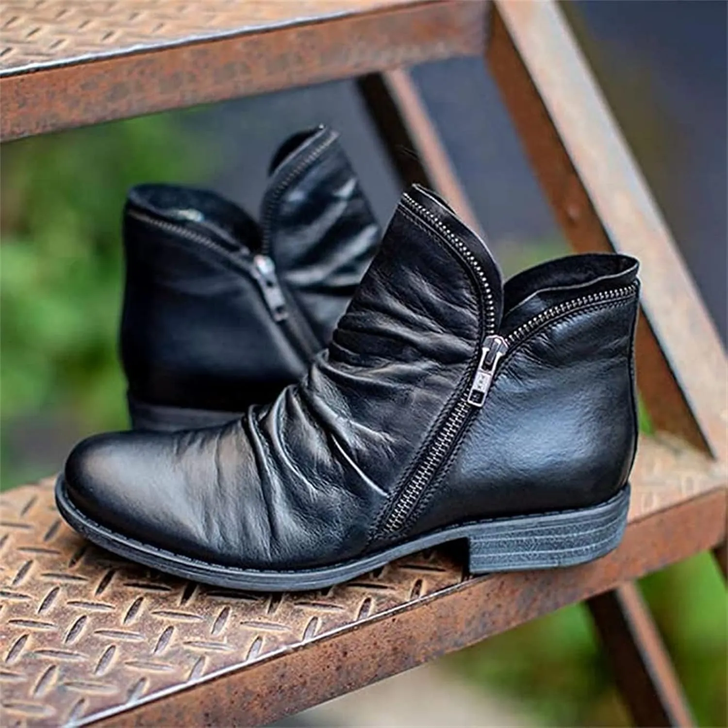 Lausiuoe Boots For Women Ankle Booties Flat Comfort Classic Ankle Boots Western Casual Dressy Wide Width Boot Pull-On