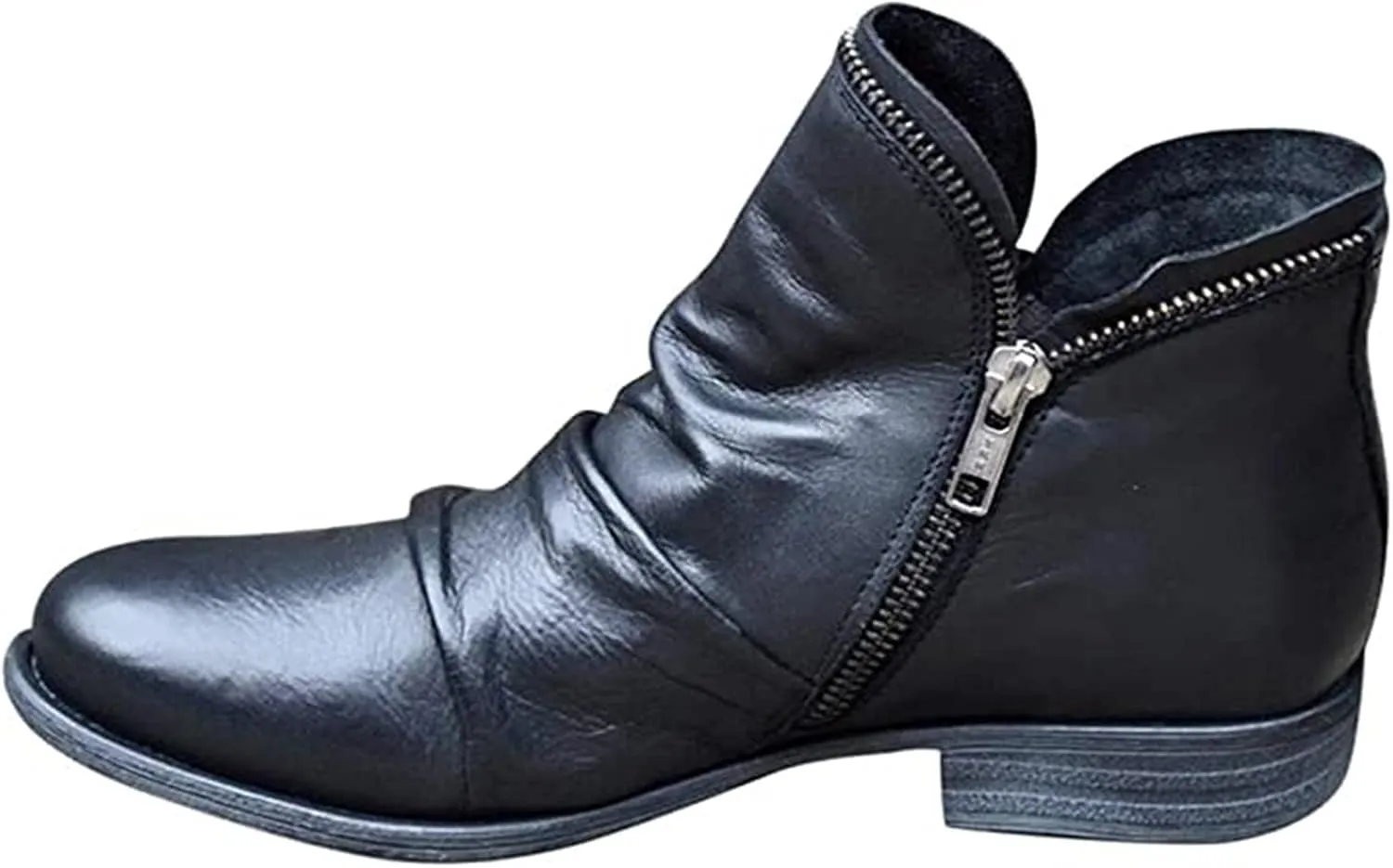 Lausiuoe Boots For Women Ankle Booties Flat Comfort Classic Ankle Boots Western Casual Dressy Wide Width Boot Pull-On