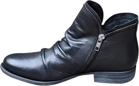 Lausiuoe Boots For Women Ankle Booties Flat Comfort Classic Ankle Boots Western Casual Dressy Wide Width Boot Pull-On