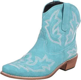 Lausiuoe Boots For Women Cowboy Style Wide Calf Cowgirl Western Embroidery Low Heel Knee High Fashion Chunky Boots