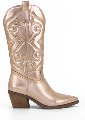 Lausiuoe Cowgirl Boots Women Wide Calf Wide Foot Western Cowboy Pointed Toe Knee High Pull On Boots Embroidered Fashion Boot
