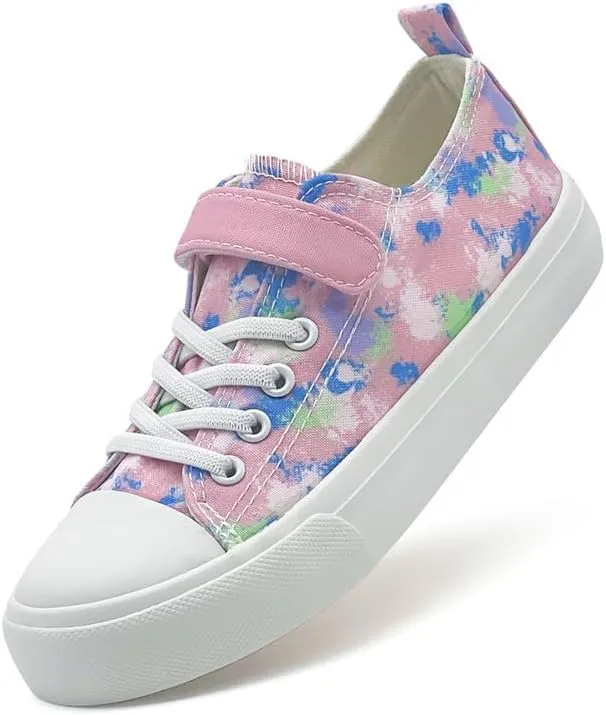 LUMUBBY Kid Shoes for Boys Girls Toddler Little Kid Canvas Low Top Sneakers Classic Adjustable Strap Lace up Shoes for Kids Breathable Lightweight