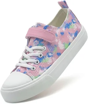 LUMUBBY Kid Shoes for Boys Girls Toddler Little Kid Canvas Low Top Sneakers Classic Adjustable Strap Lace up Shoes for Kids Breathable Lightweight