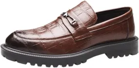 Men's Fashion Crocodile Pattern Dress Shoes Slip-On Loafers Formal Business Casual Moccasins Driving Leather Shoes