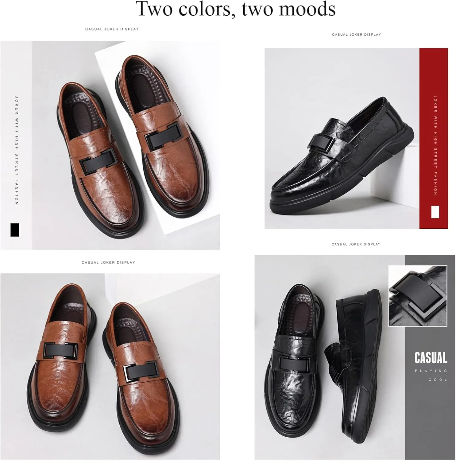 Men's Genuine Leather Business Suit Slip-On Loafers,Casual Fashion Suit Leather Walking Dress Shoes,Fashion Beanie Shoes.