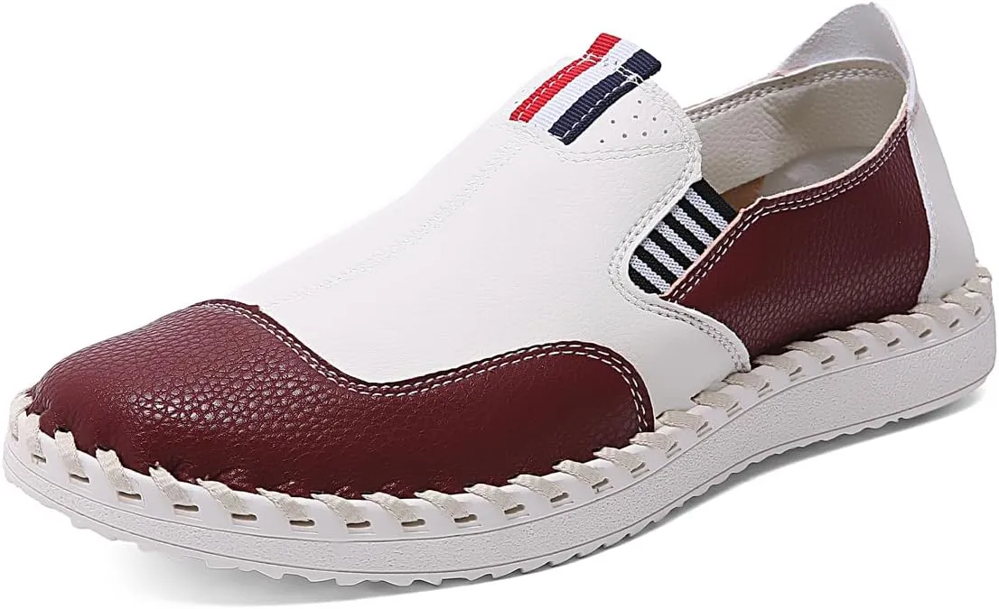 Men's Slip on Oxfords Boat Shoes Casual Leather Loafers Walking Sneakers Breathable Driving Dress Business Wokr Shoes