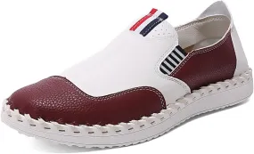 Men's Slip on Oxfords Boat Shoes Casual Leather Loafers Walking Sneakers Breathable Driving Dress Business Wokr Shoes