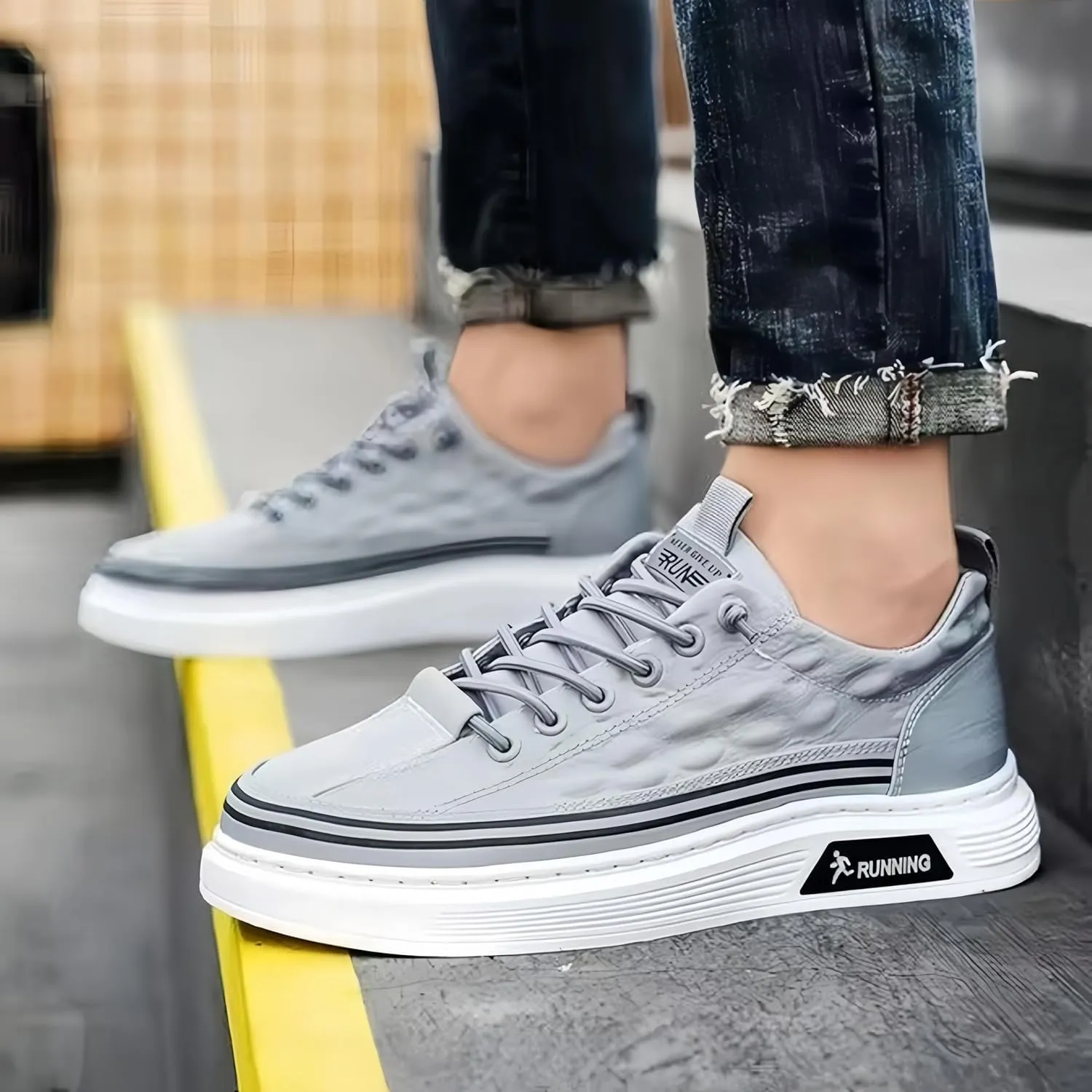 Mens Slip On Walking Shoes Non Slip Running Shoes Workout Shoes Breathable Fashion Sneakers