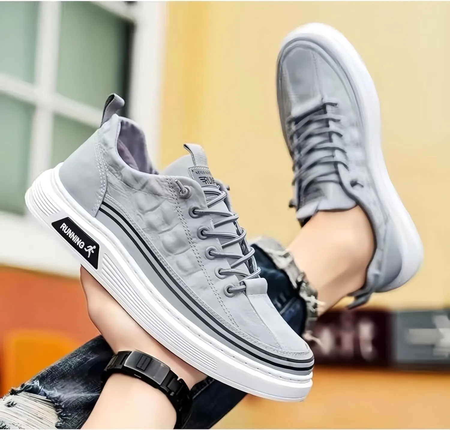 Mens Slip On Walking Shoes Non Slip Running Shoes Workout Shoes Breathable Fashion Sneakers