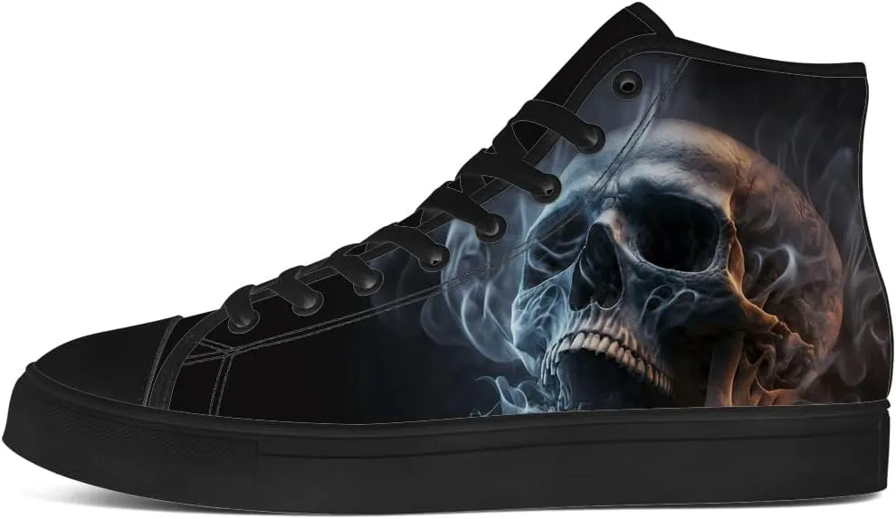 Men's Women's Gothic Skull High Top Sneakers Canvas Shoes Skull Shoes Gifts for Men Women