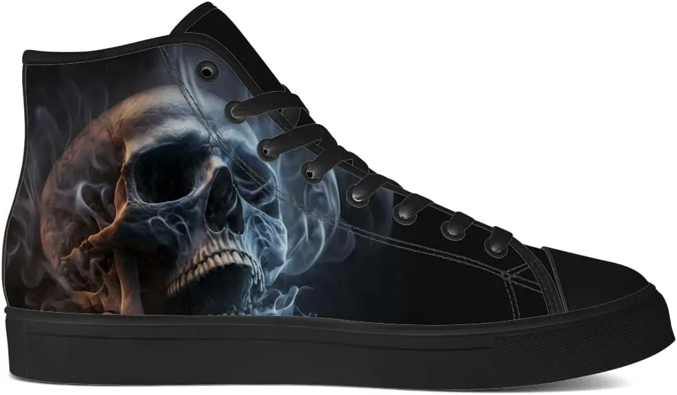 Men's Women's Gothic Skull High Top Sneakers Canvas Shoes Skull Shoes Gifts for Men Women