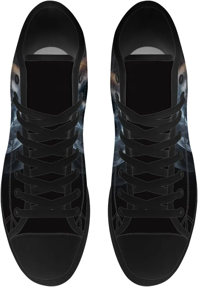 Men's Women's Gothic Skull High Top Sneakers Canvas Shoes Skull Shoes Gifts for Men Women