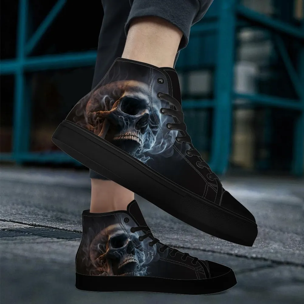 Men's Women's Gothic Skull High Top Sneakers Canvas Shoes Skull Shoes Gifts for Men Women