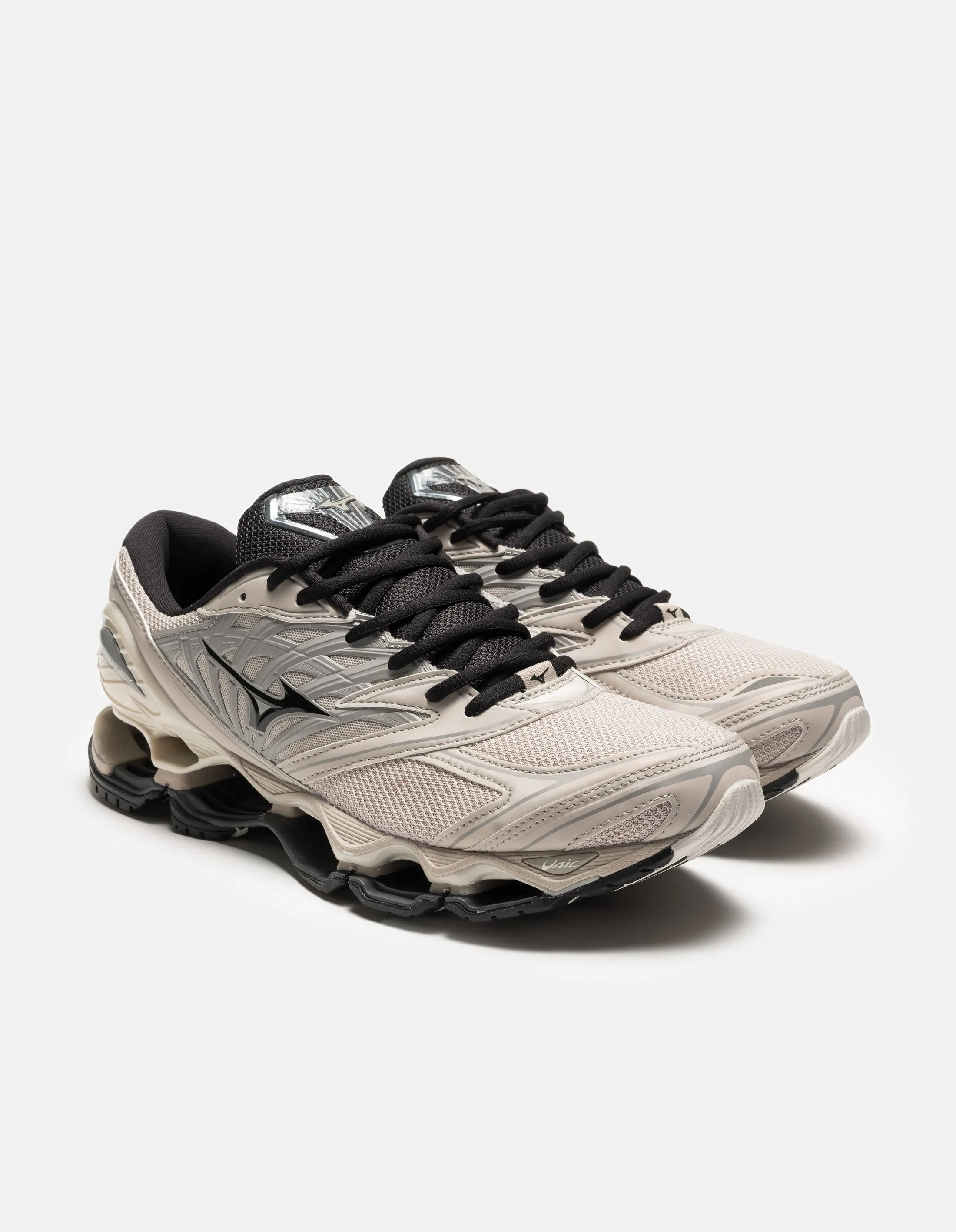 Optimized Title: Mizuno Silver Cloud Black Opal Gray Wave Prophecy LS Running Shoes