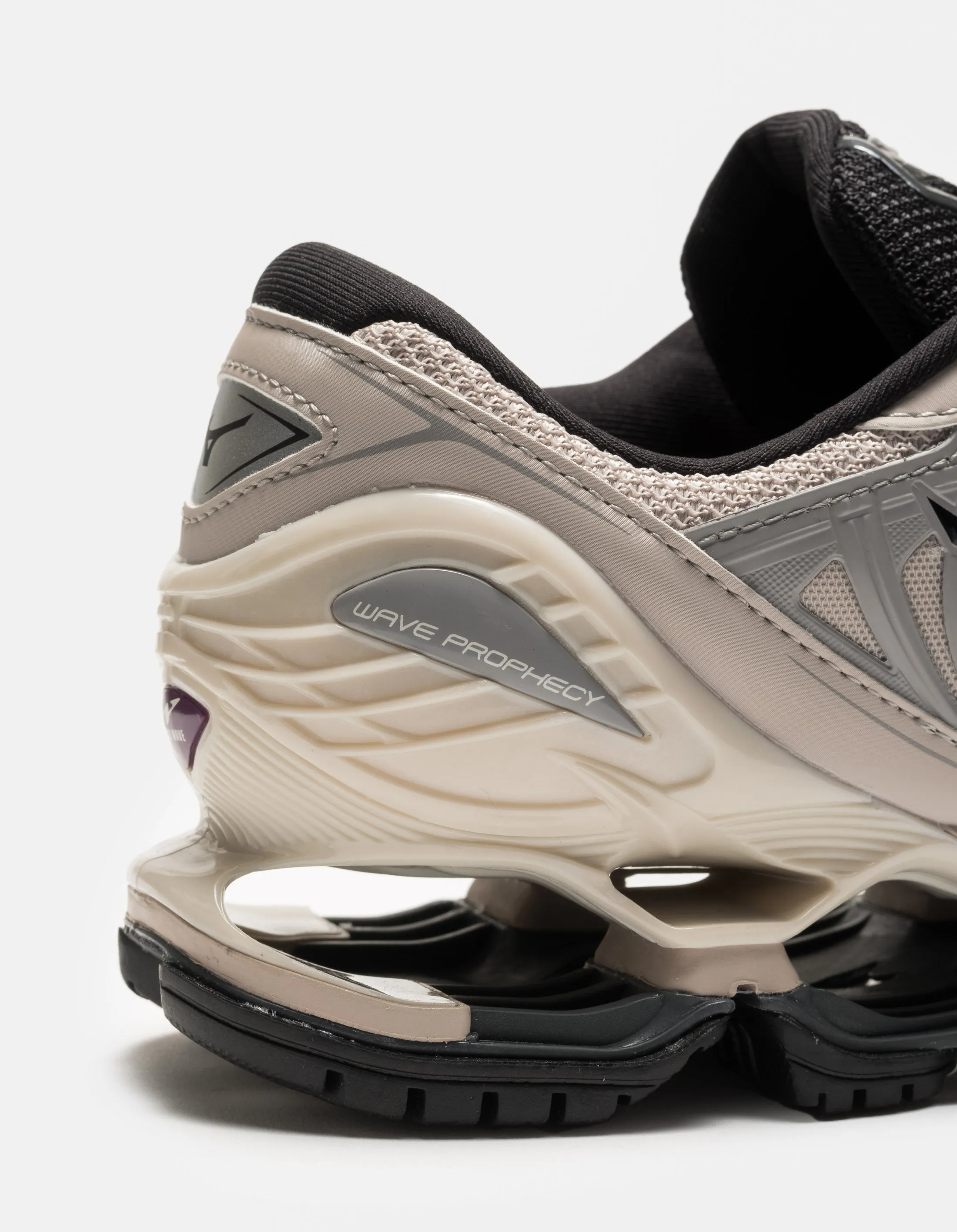 Optimized Title: Mizuno Silver Cloud Black Opal Gray Wave Prophecy LS Running Shoes