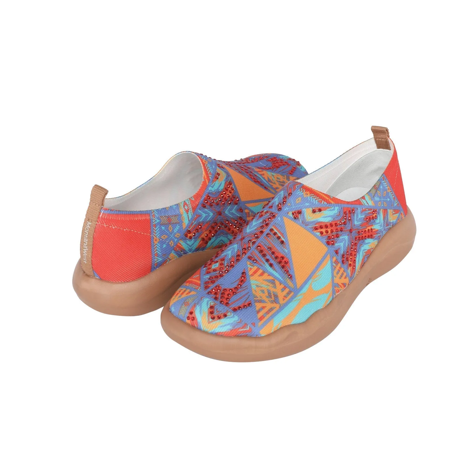 Montana West Rhinestone Aztec Slip On Sneaker