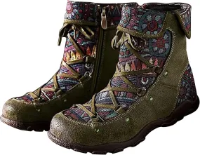 oiangi Boots for Women Ankle Booties Fashion Comfy Leather Arch Support Steel Toe Zipper Bohemian Boots Waterproof and Windproof Soft Damping Shoes