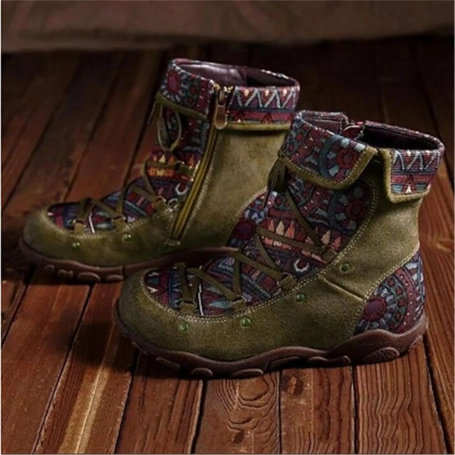 oiangi Boots for Women Ankle Booties Fashion Comfy Leather Arch Support Steel Toe Zipper Bohemian Boots Waterproof and Windproof Soft Damping Shoes