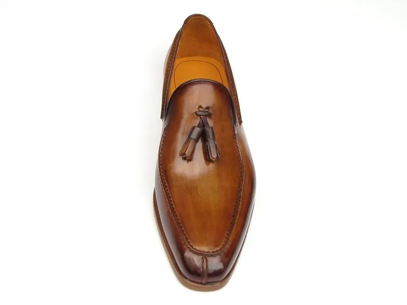 Paul Parkman Men's Tassel Loafer - Hand-Painted Camel & Brown