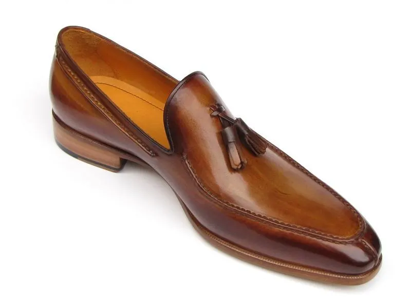 Paul Parkman Men's Tassel Loafer - Hand-Painted Camel & Brown