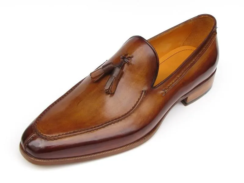 Paul Parkman Men's Tassel Loafer - Hand-Painted Camel & Brown
