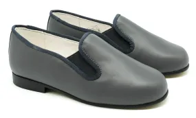 Shawn & Jeffery Grey Leather Loafer Slip on Smoking Shoe