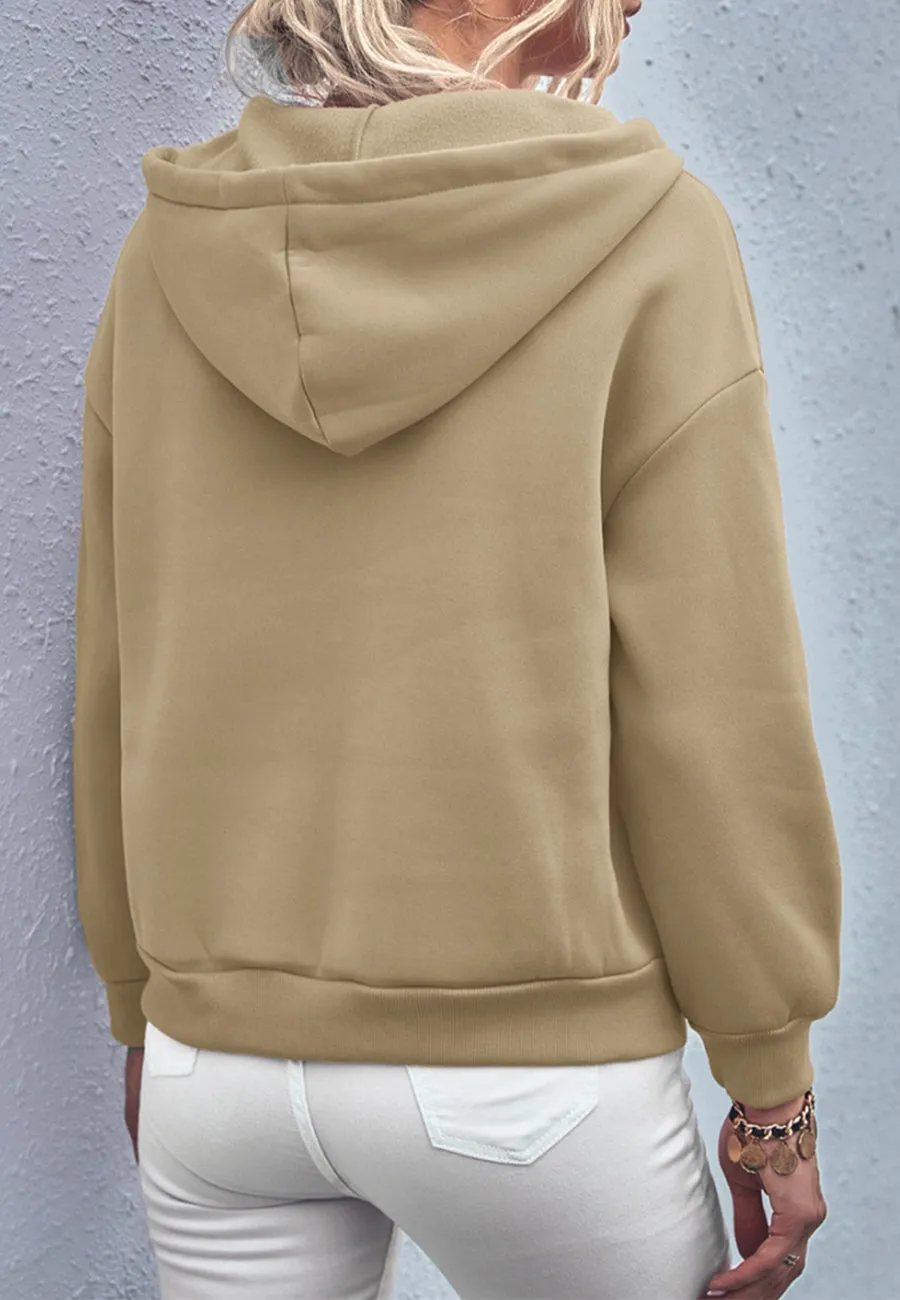 Solid Color Zip-Up Hoodie
