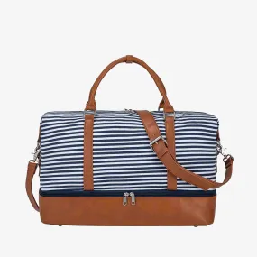 Striped Weekender Canvas Duffel Bag