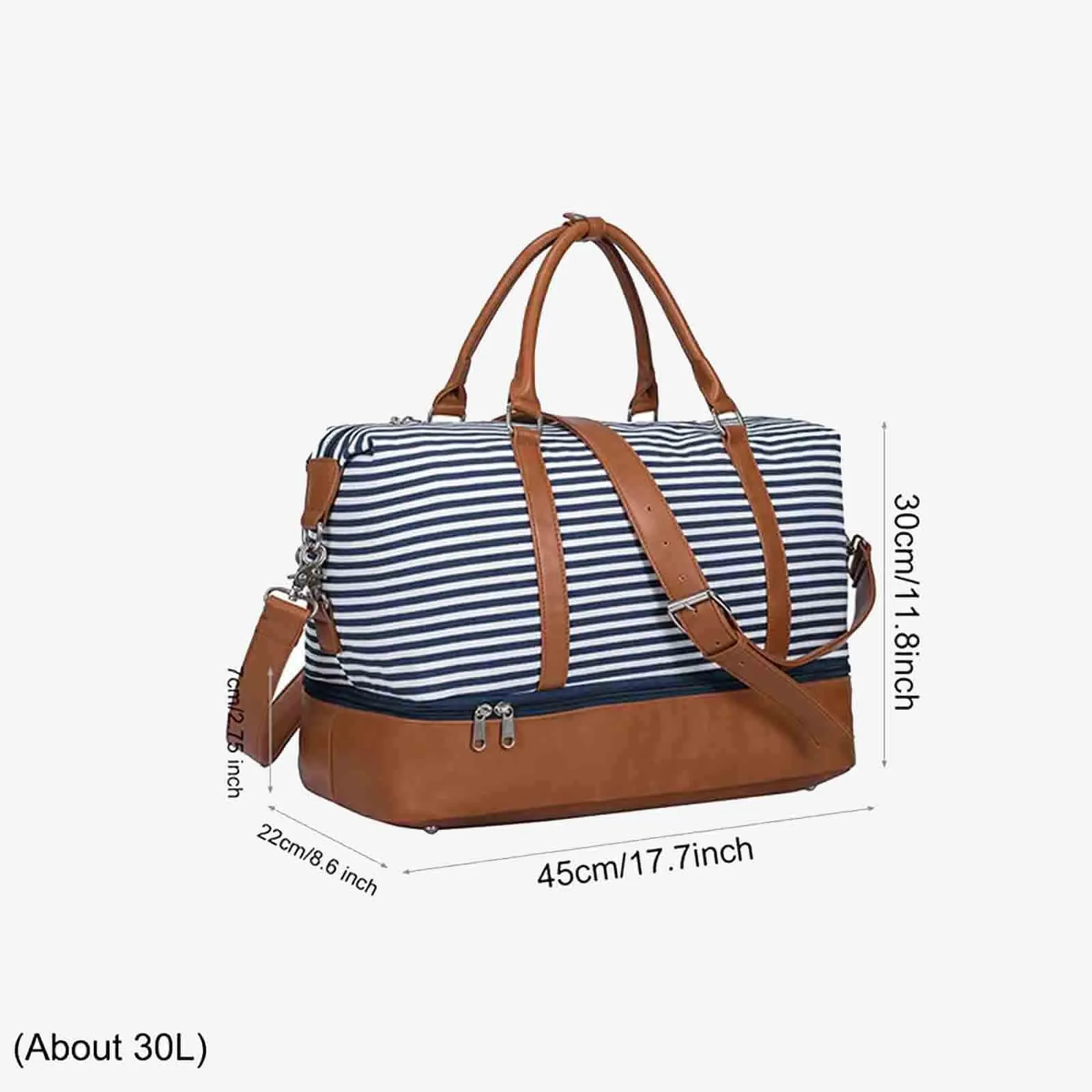 Striped Weekender Canvas Duffel Bag
