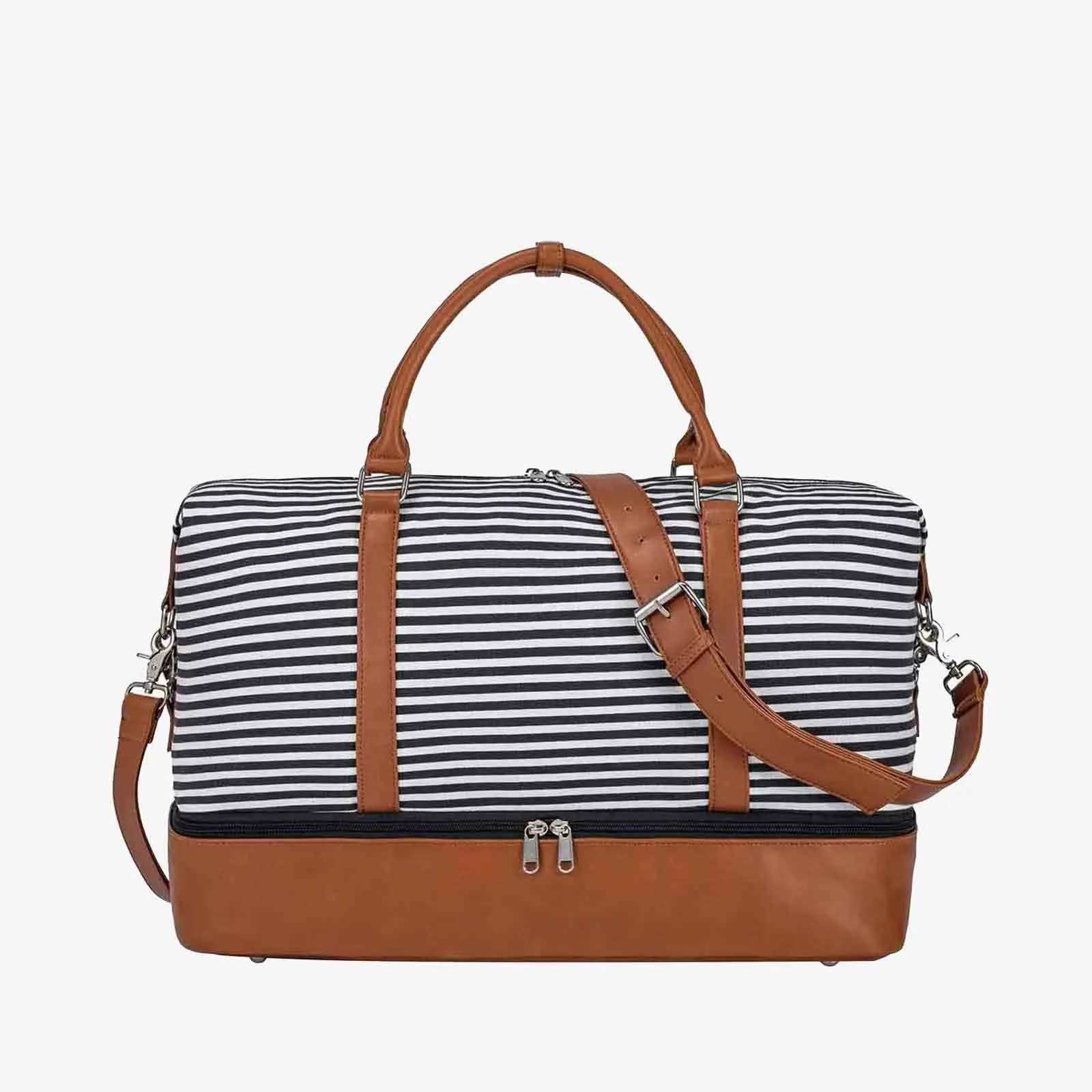 Striped Weekender Canvas Duffel Bag