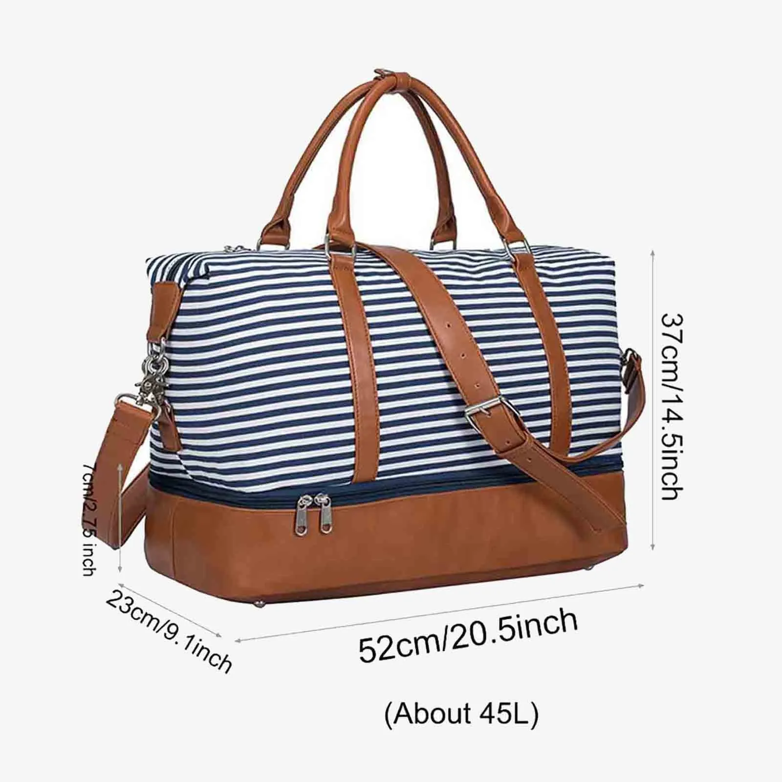 Striped Weekender Canvas Duffel Bag