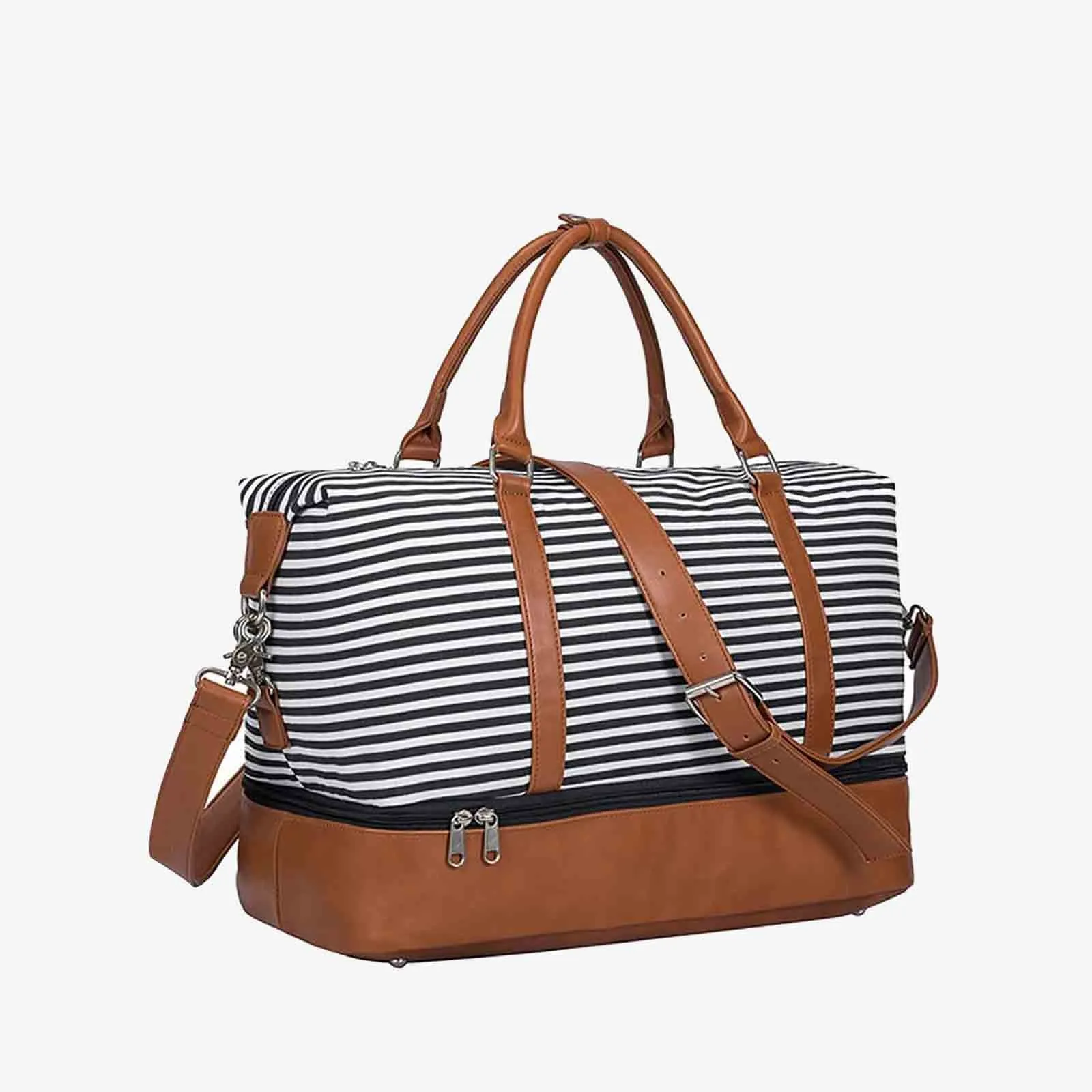 Striped Weekender Canvas Duffel Bag