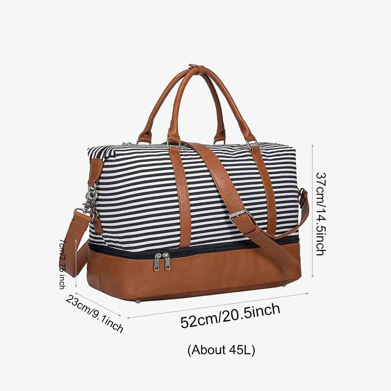 Striped Weekender Canvas Duffel Bag