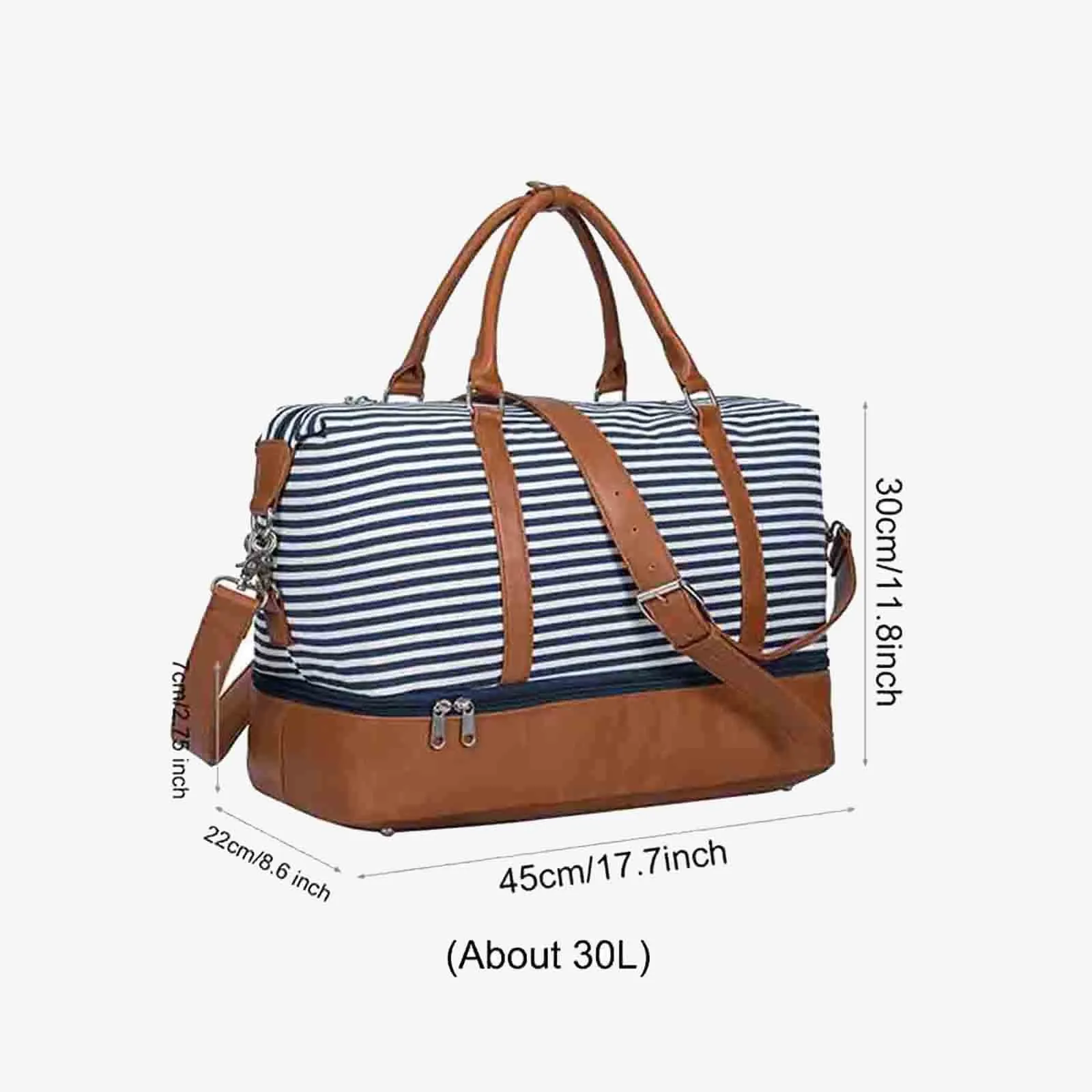 Striped Weekender Canvas Duffel Bag