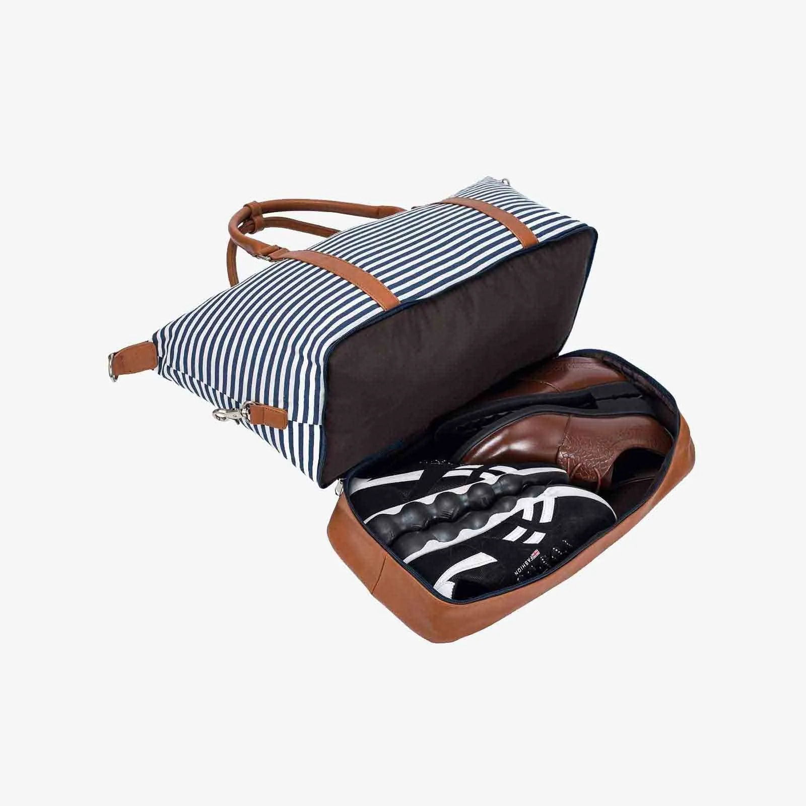 Striped Weekender Canvas Duffel Bag