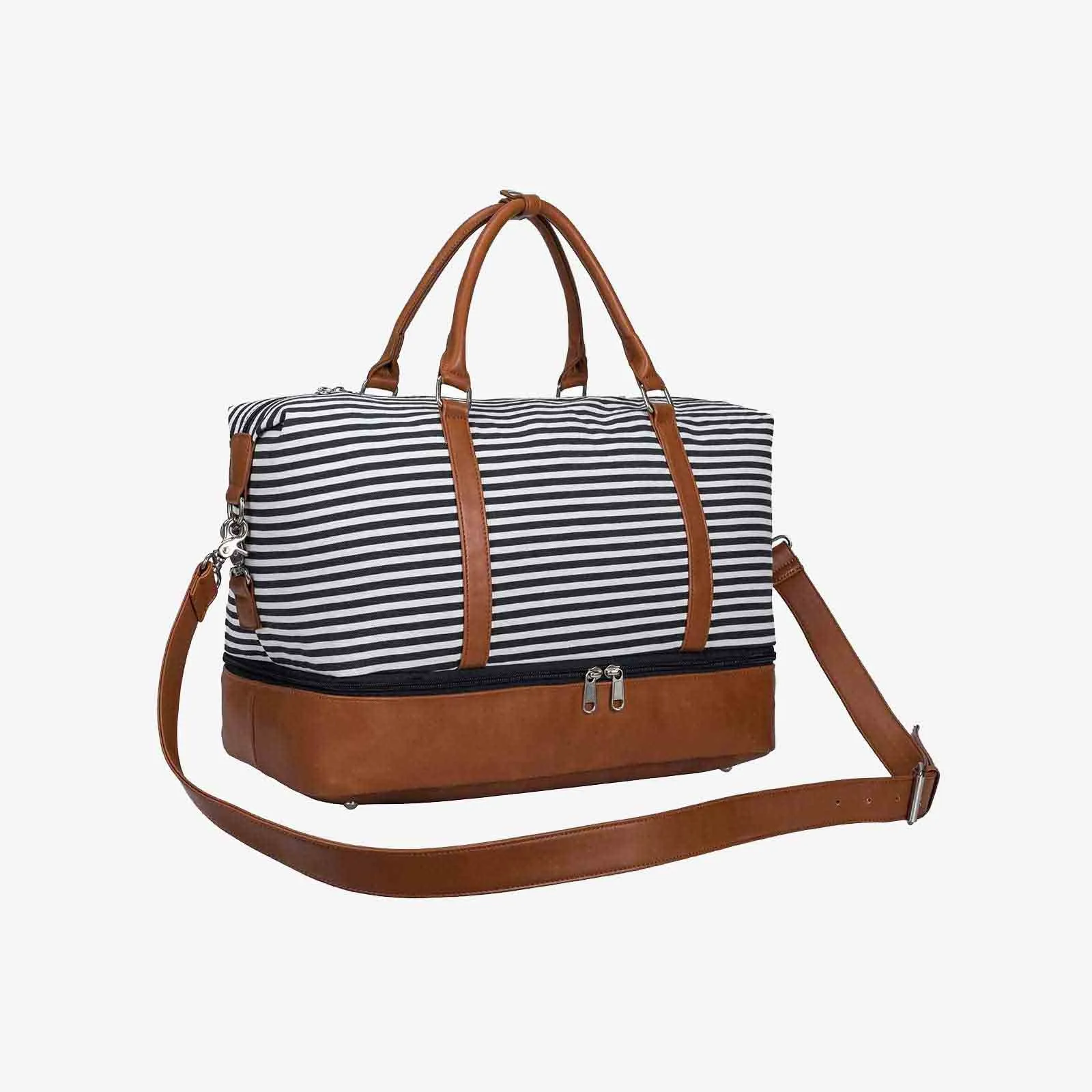 Striped Weekender Canvas Duffel Bag
